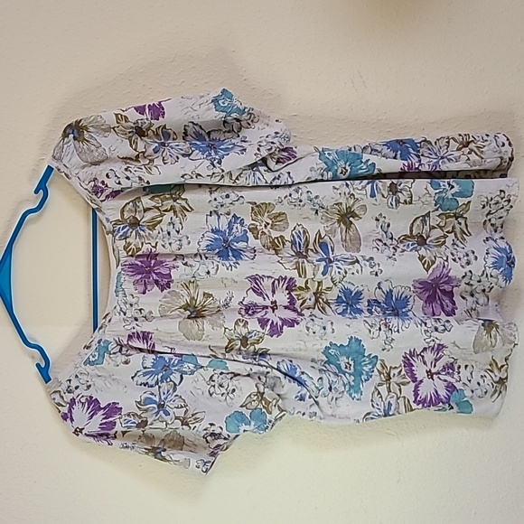 REBECCA MALONE Short Sleeve Floral Print Blouse - Size Large - Picture 4 of 8